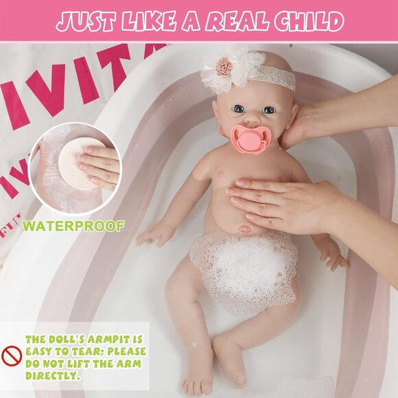 🆕20 inch Full Body Silicone Baby Dolls Girl Open Eyes Baby Stress-Relief Toy - Picture 9 of 12